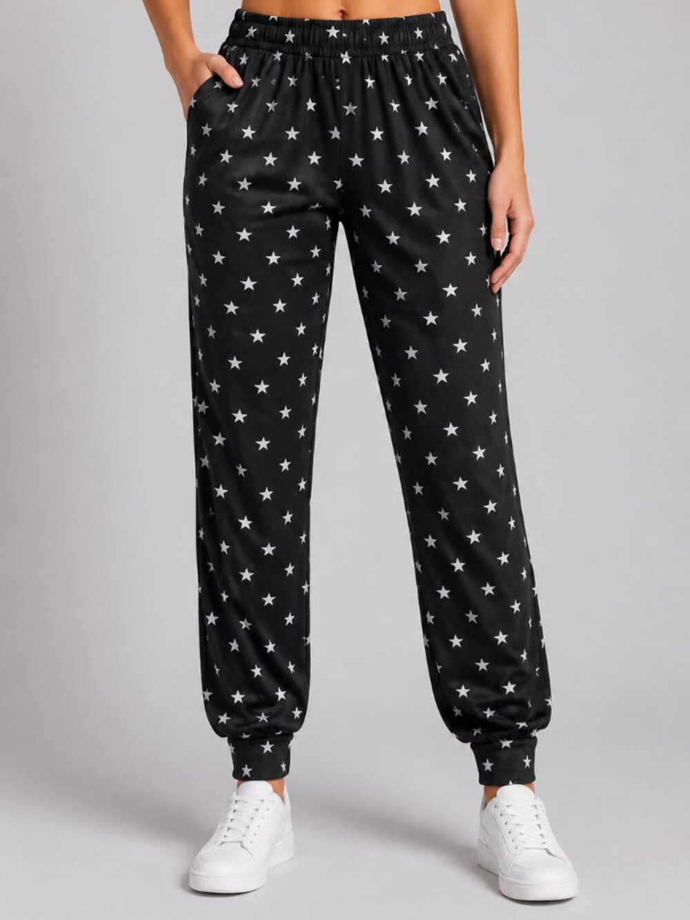 Women’s Black White Star Print Lounge Pants, S